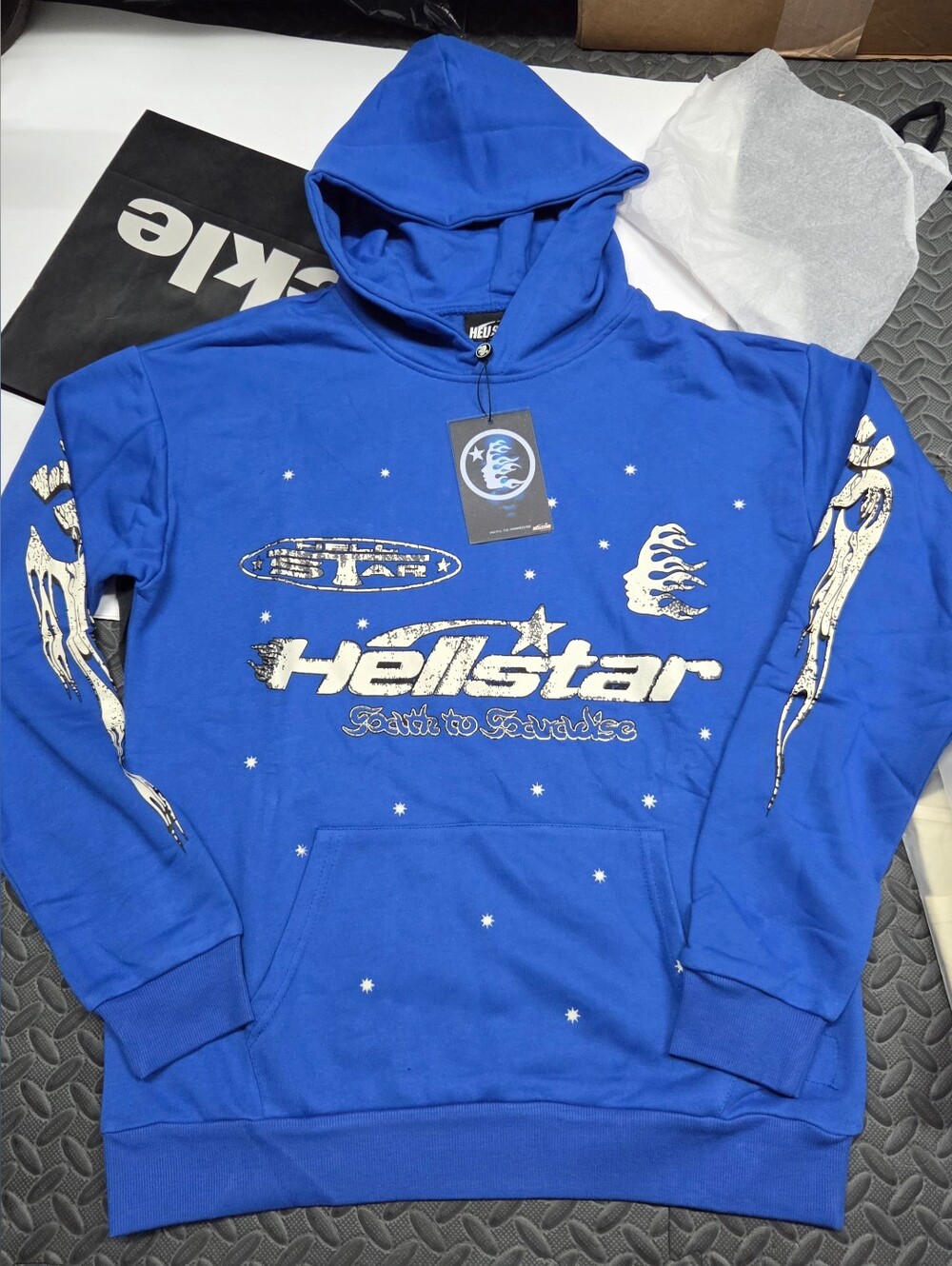 Hellstar 'Faith To Paradise' Blue Hoodie Size L NWT and Bag!